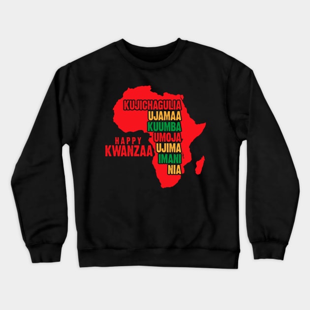 Happy Kwanzaa Red, The Seven Principles of Kwanzaa Crewneck Sweatshirt by UrbanLifeApparel